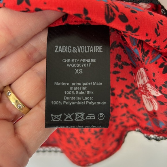 Zadig & Voltaire Christy Pensee Silk Floral Lace Trim Camisole - Picture 4 of 10